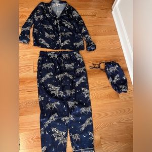 Averie Sleep | Blue Two-Piece Zebra Print Pajama Set | Sz Large